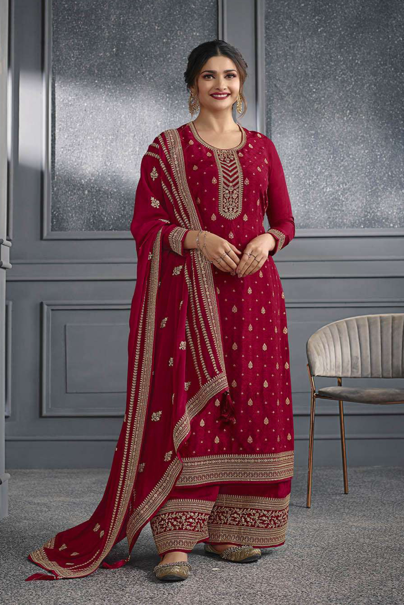 Dola  Jacquard  Silk With Embroidery Sequence Work