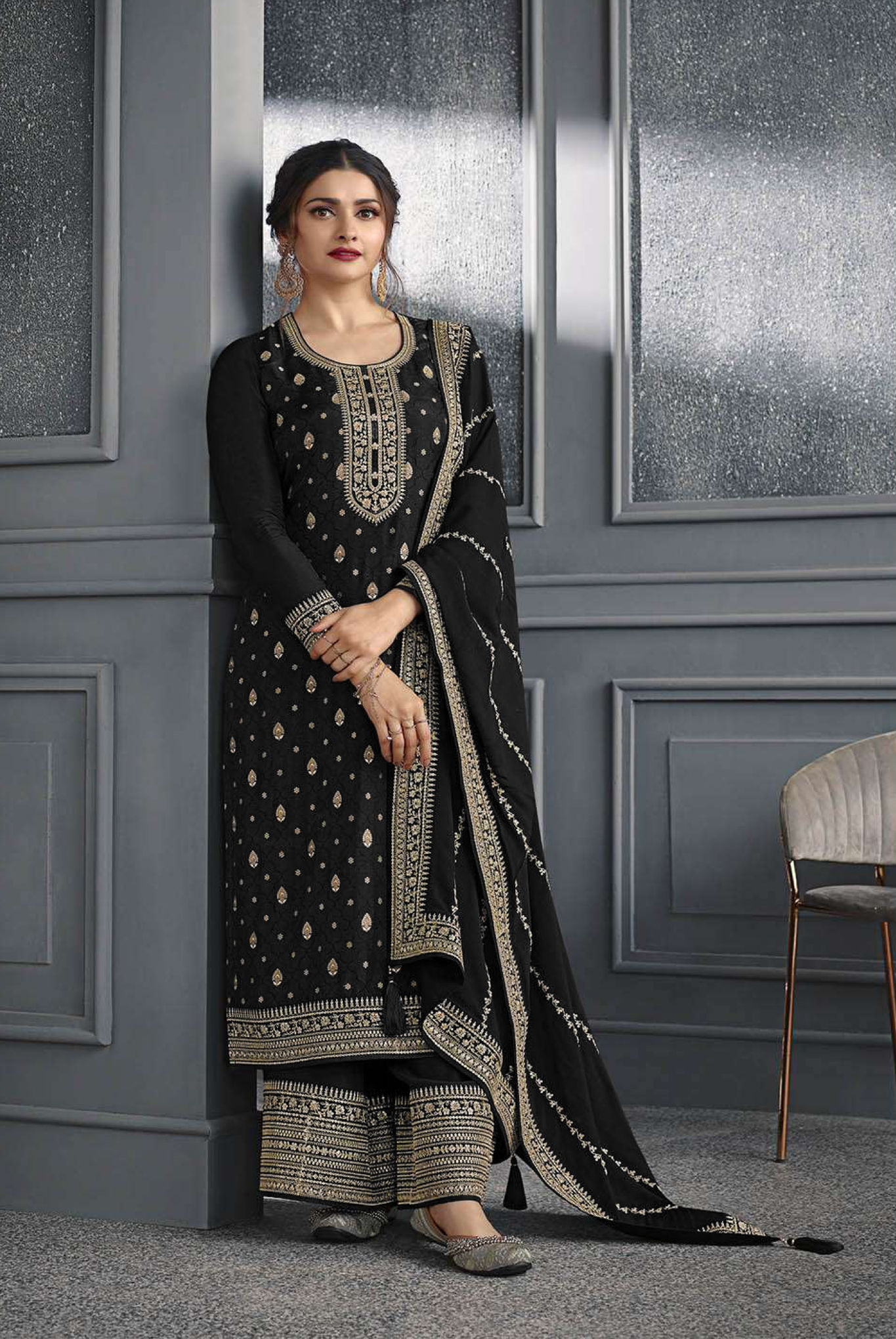 Dola  Jacquard  Silk With Embroidery Sequence Work