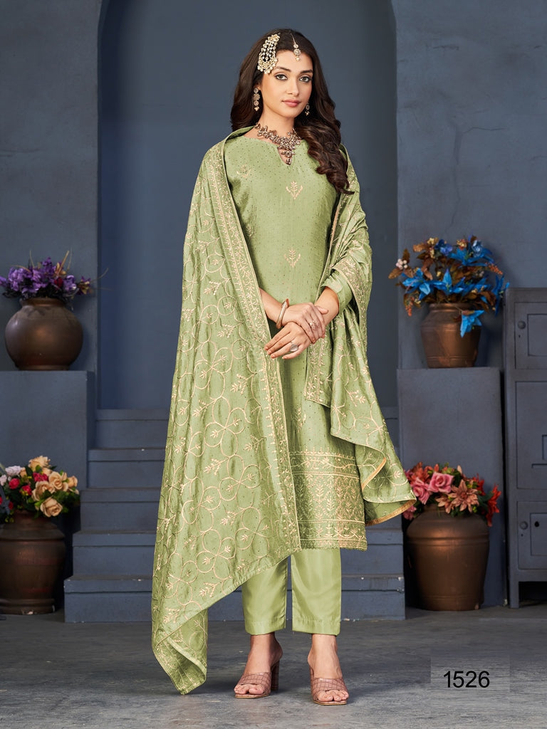 Elegant Embroidered Blooming Vichitra Suit