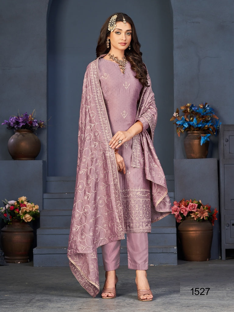 Elegant Embroidered Blooming Vichitra Suit