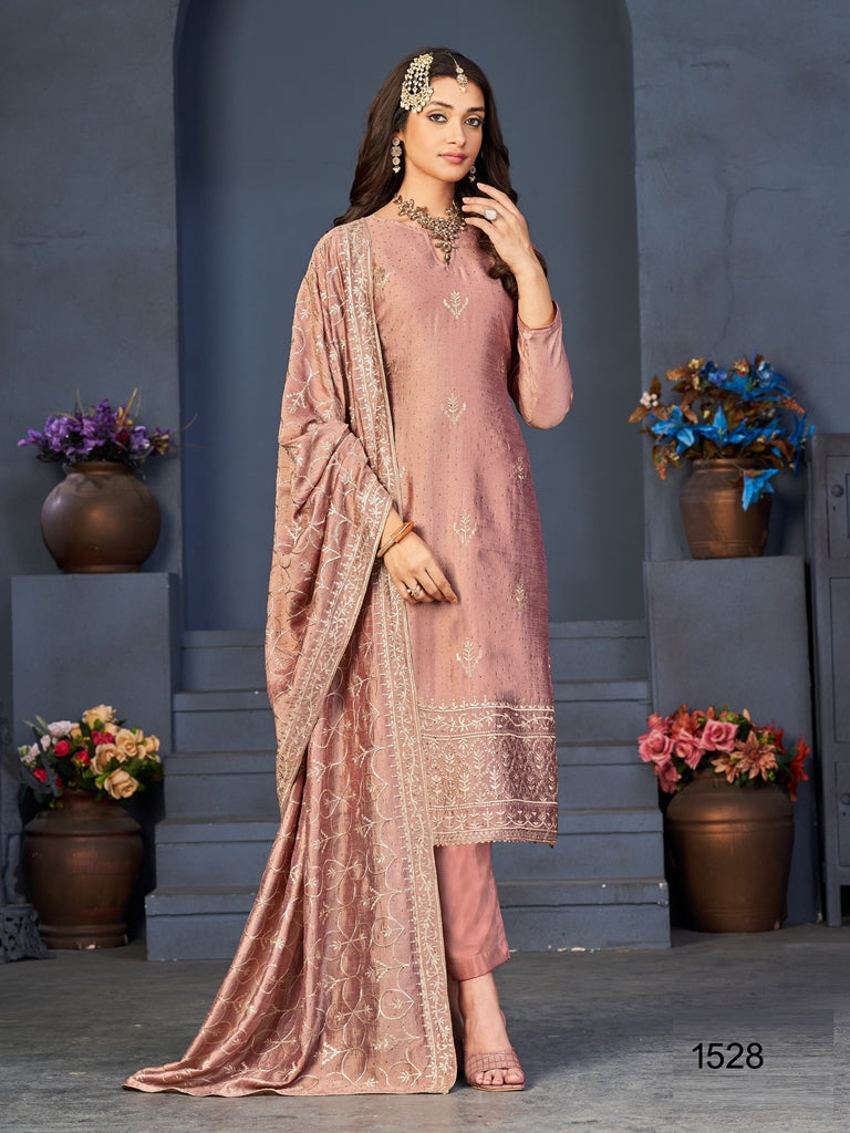 Elegant Embroidered Blooming Vichitra Suit