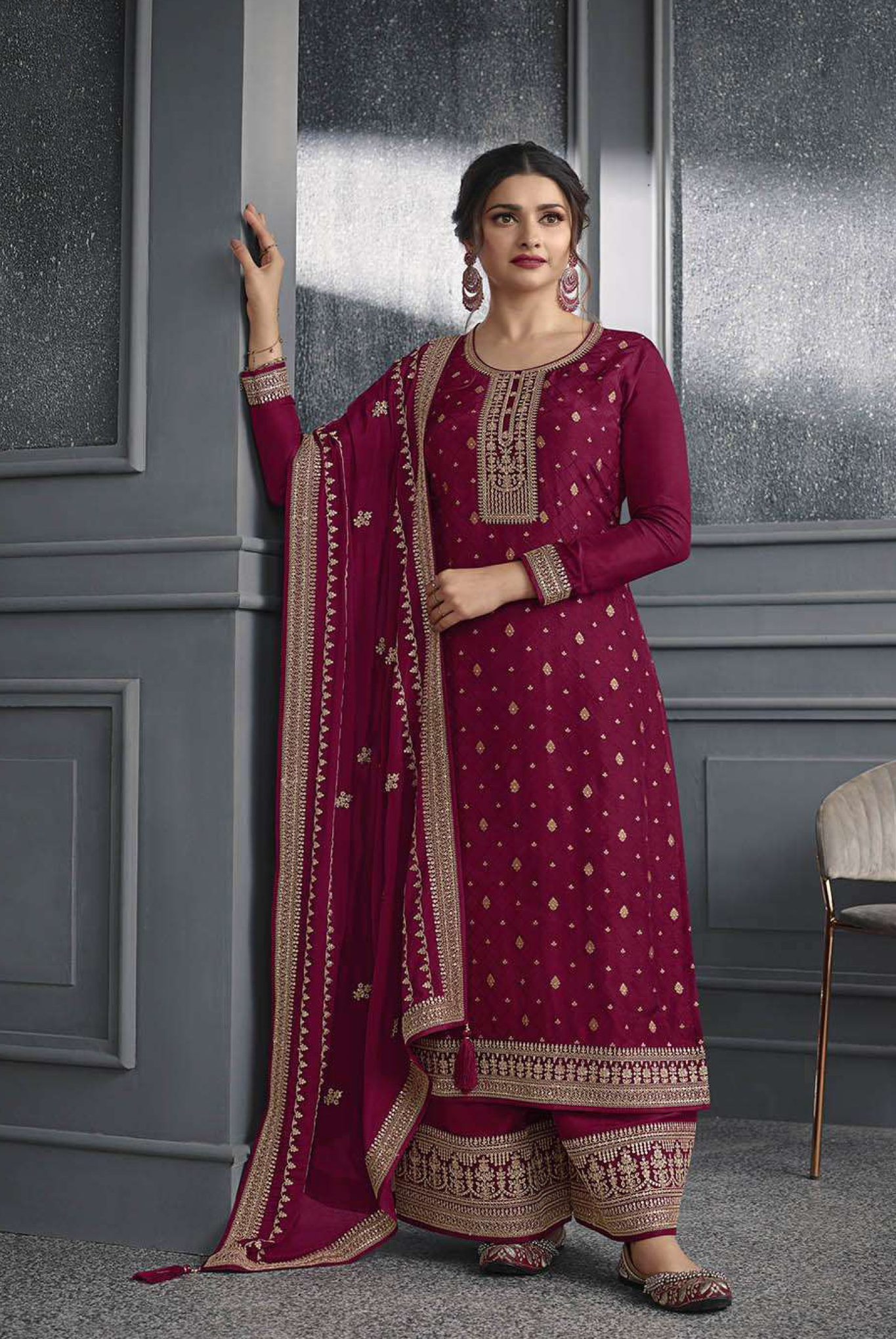 Dola  Jacquard  Silk With Embroidery Sequence Work