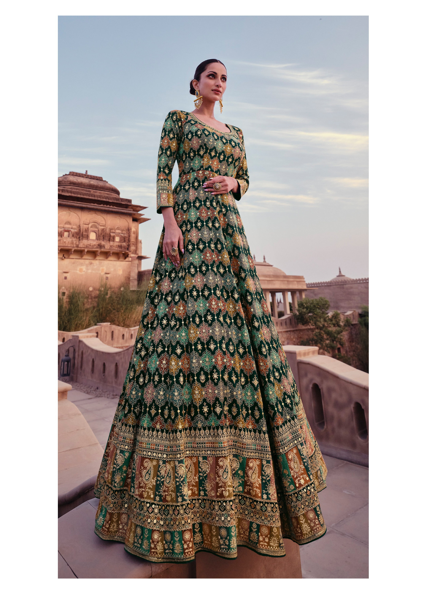 Real georgette with embroidery sequence work Gown material