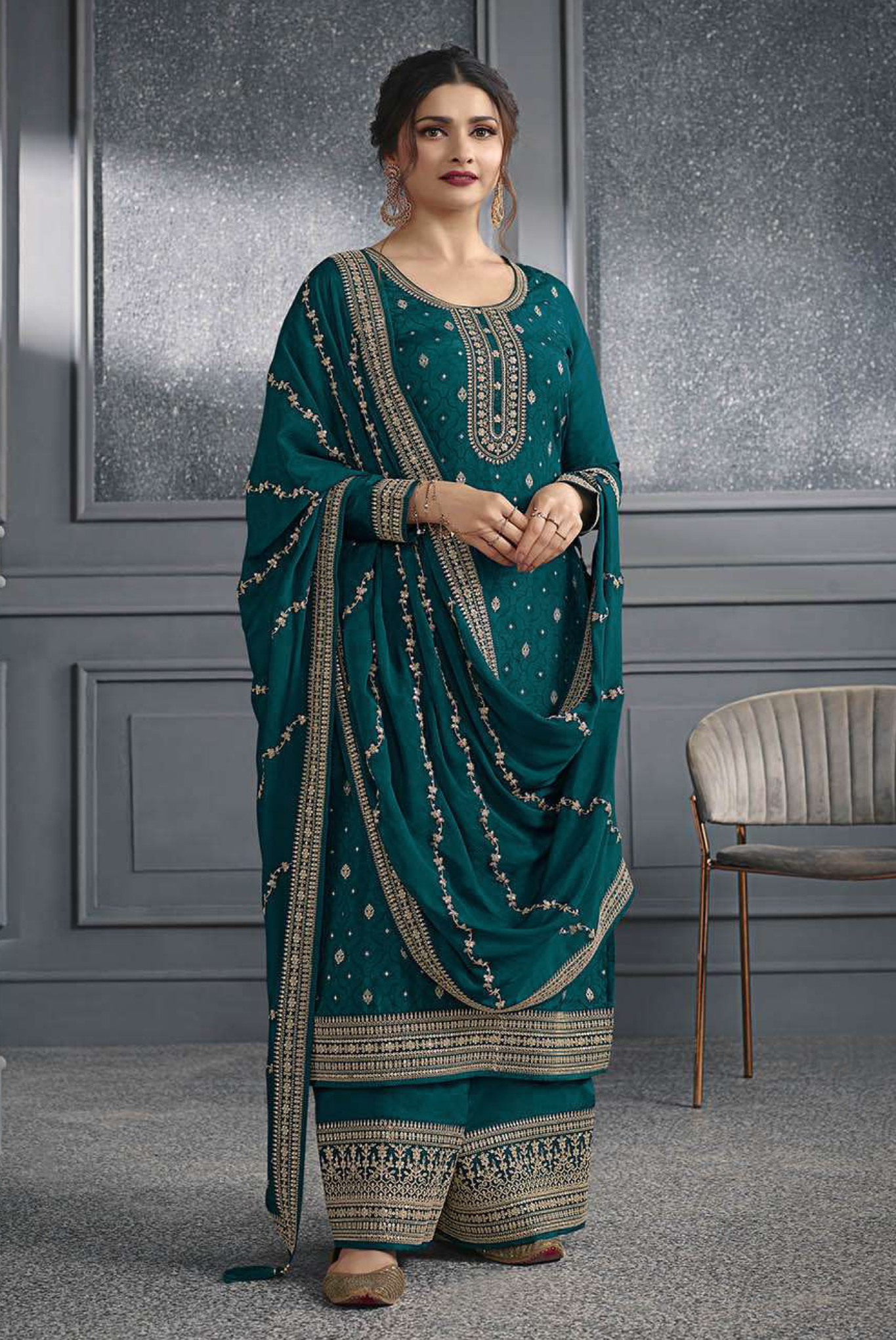 Dola  Jacquard  Silk With Embroidery Sequence Work