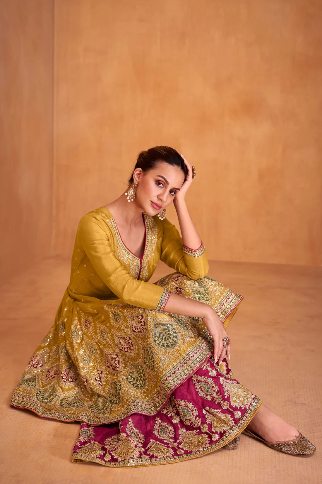 Luxury Premium Silk Anarkali with Embroidery Sequences & Codding Work