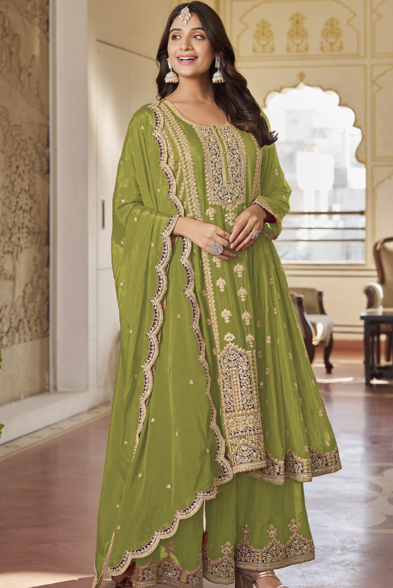 Stylish Top & Palazzo Ensemble with Matching Dupatta