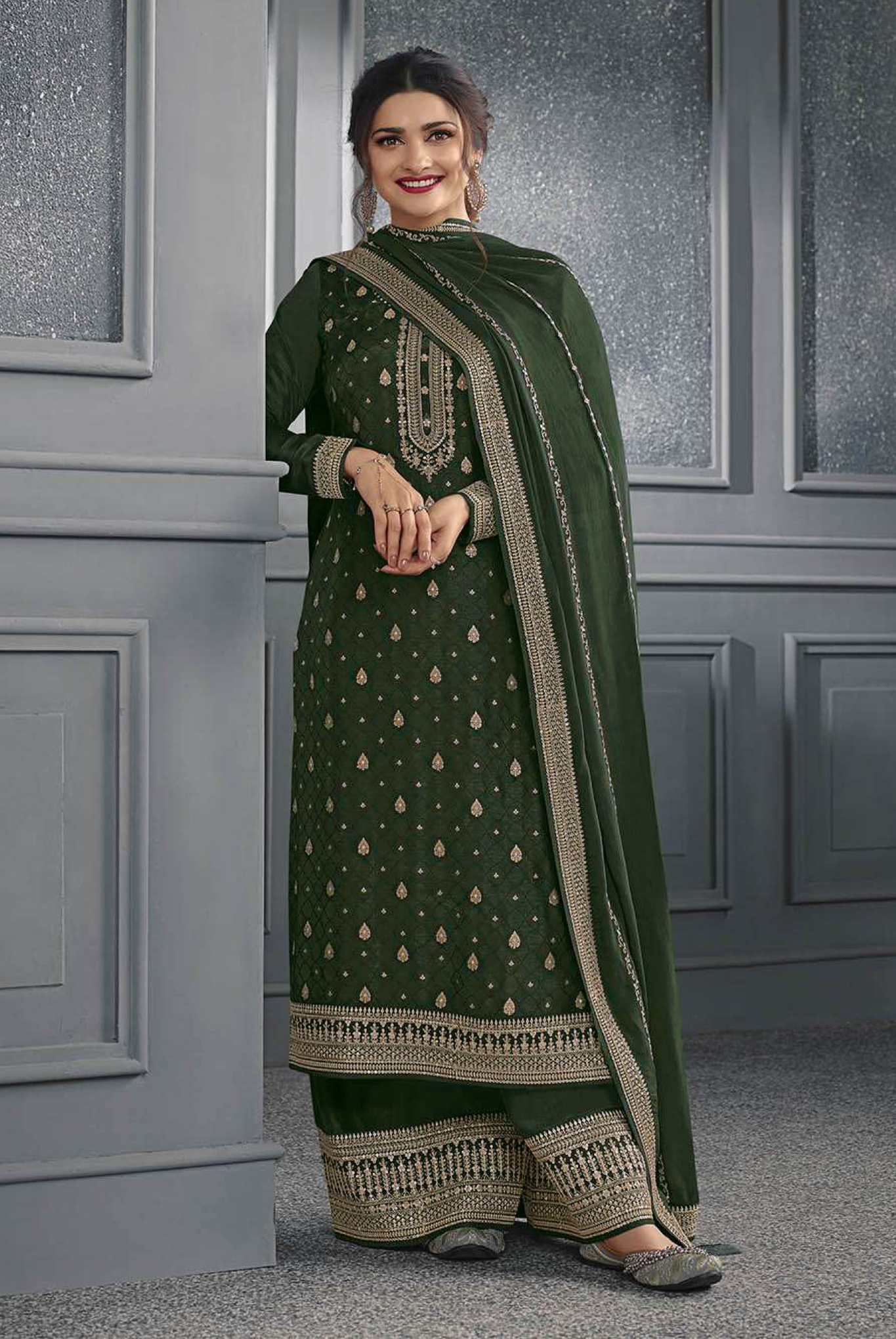 Dola  Jacquard  Silk With Embroidery Sequence Work