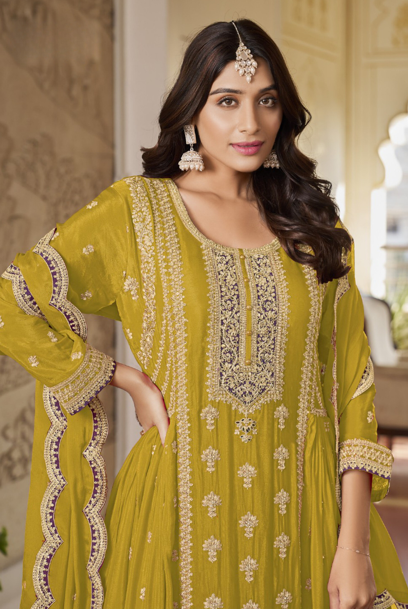 Stylish Top & Palazzo Ensemble with Matching Dupatta