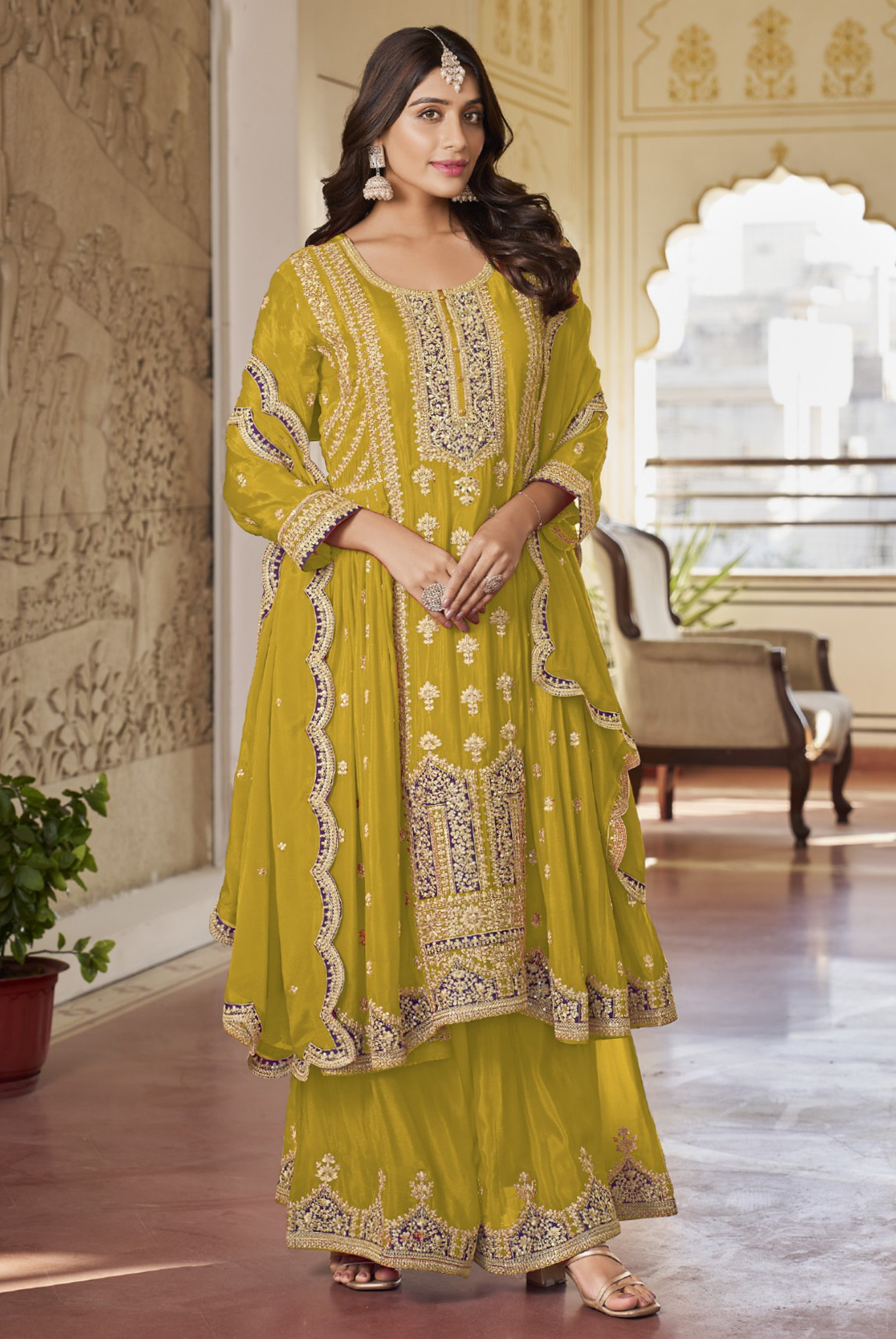 Stylish Top & Palazzo Ensemble with Matching Dupatta