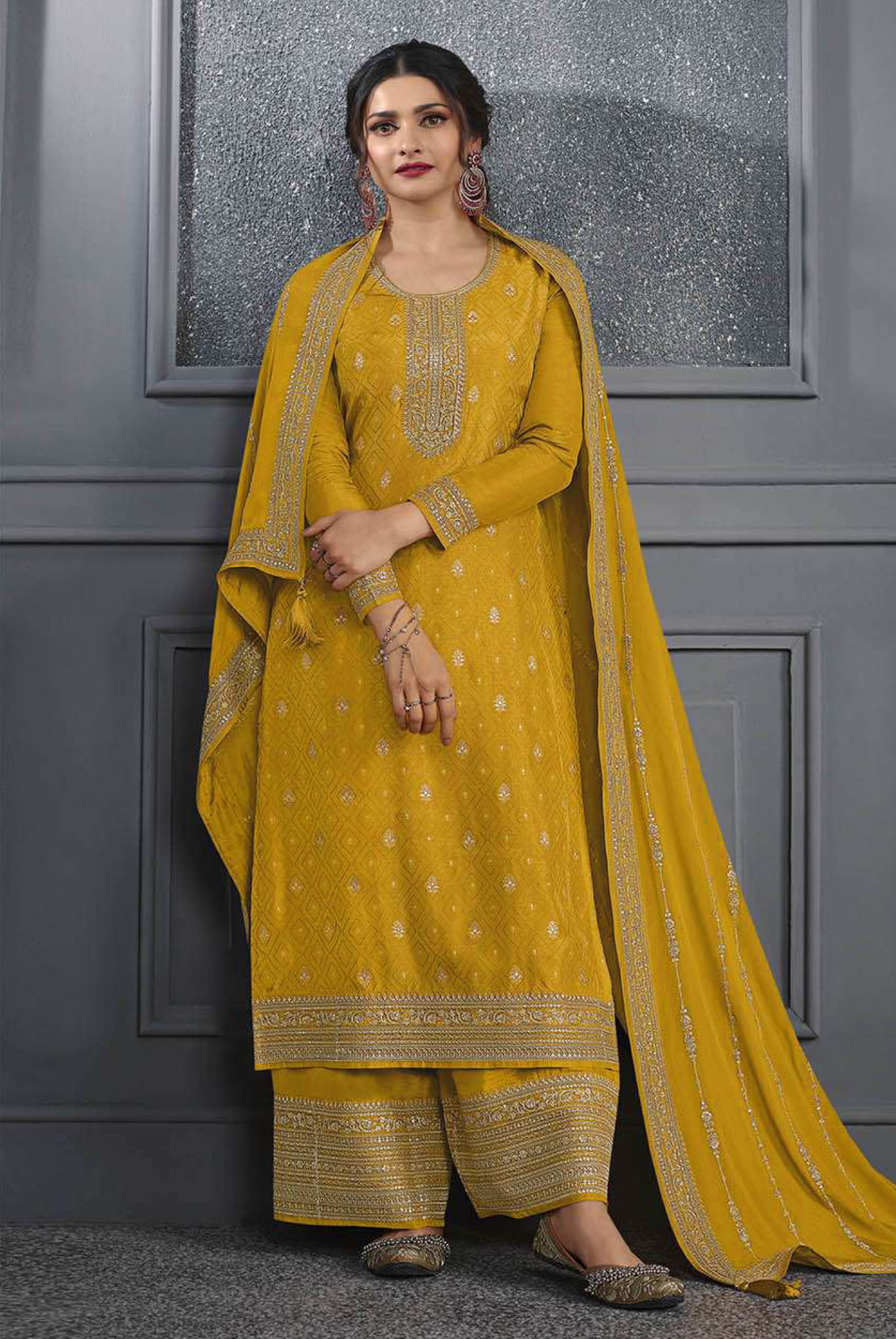 Dola  Jacquard  Silk With Embroidery Sequence Work