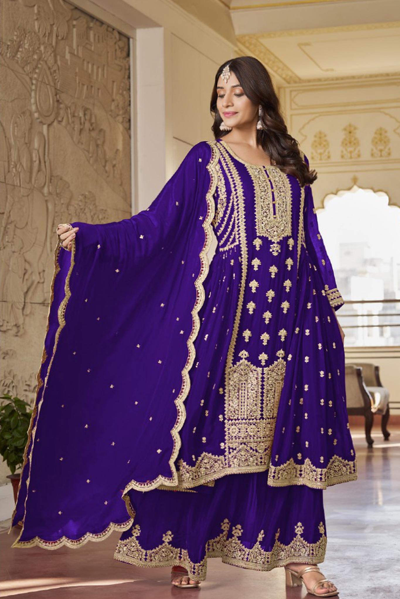 Stylish Top & Palazzo Ensemble with Matching Dupatta