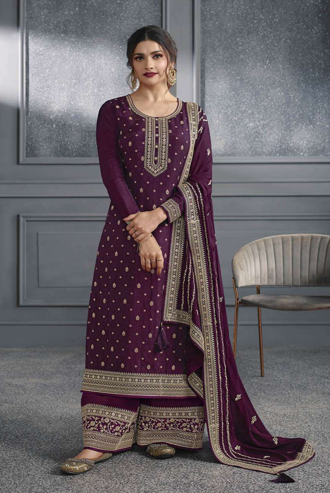 Dola  Jacquard  Silk With Embroidery Sequence Work