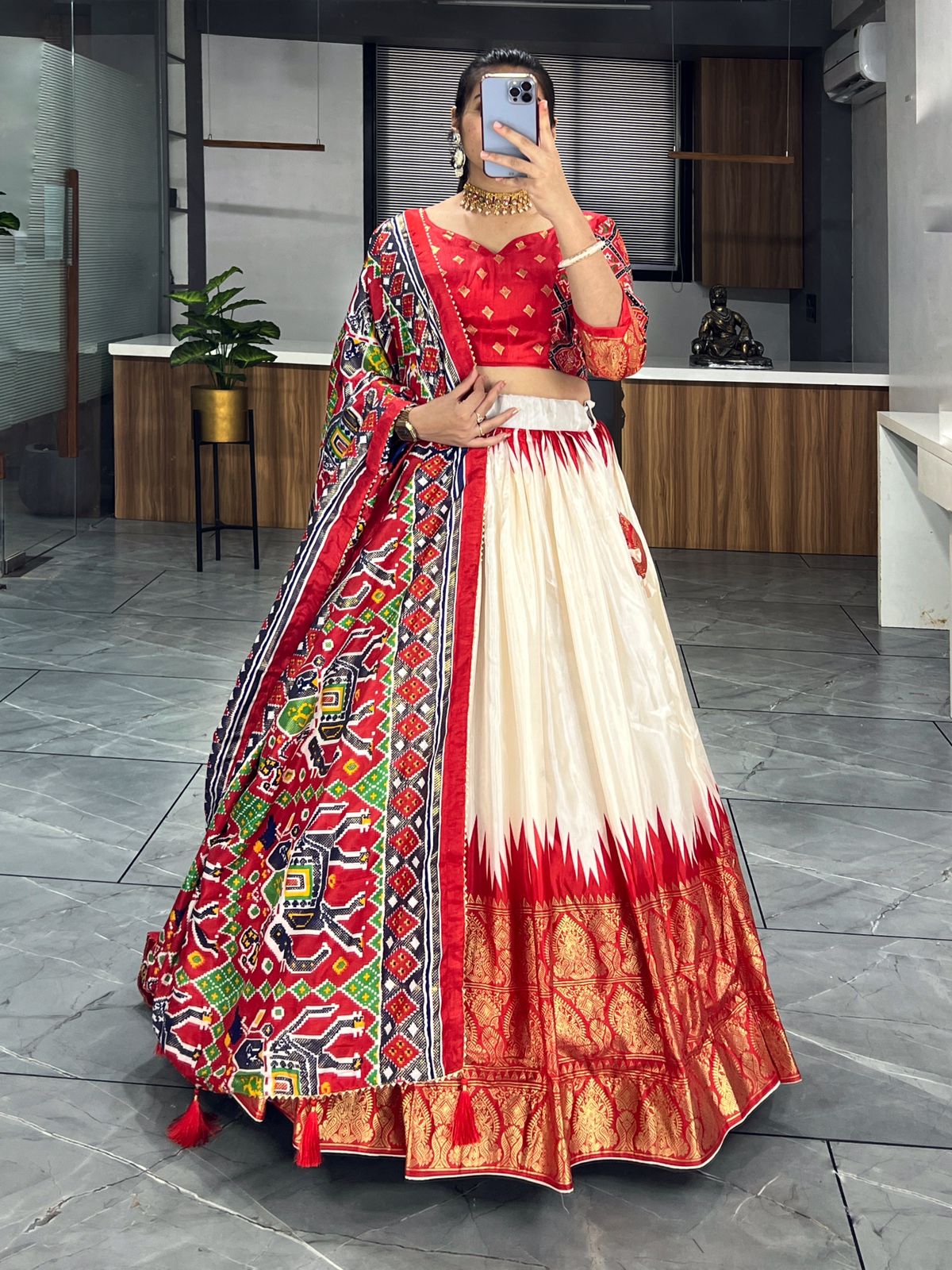 Soft Dola Silk  Red Lehenga Dress