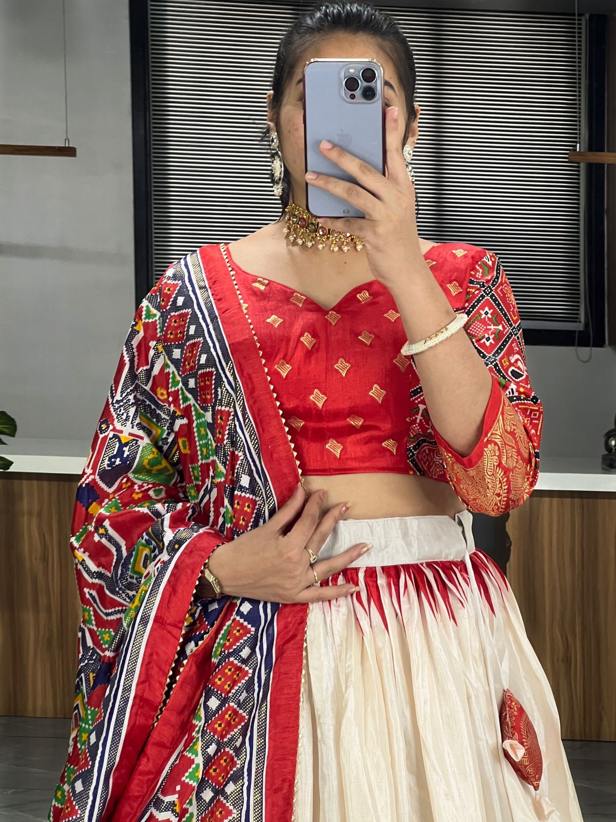 Soft Dola Silk  Red Lehenga Dress