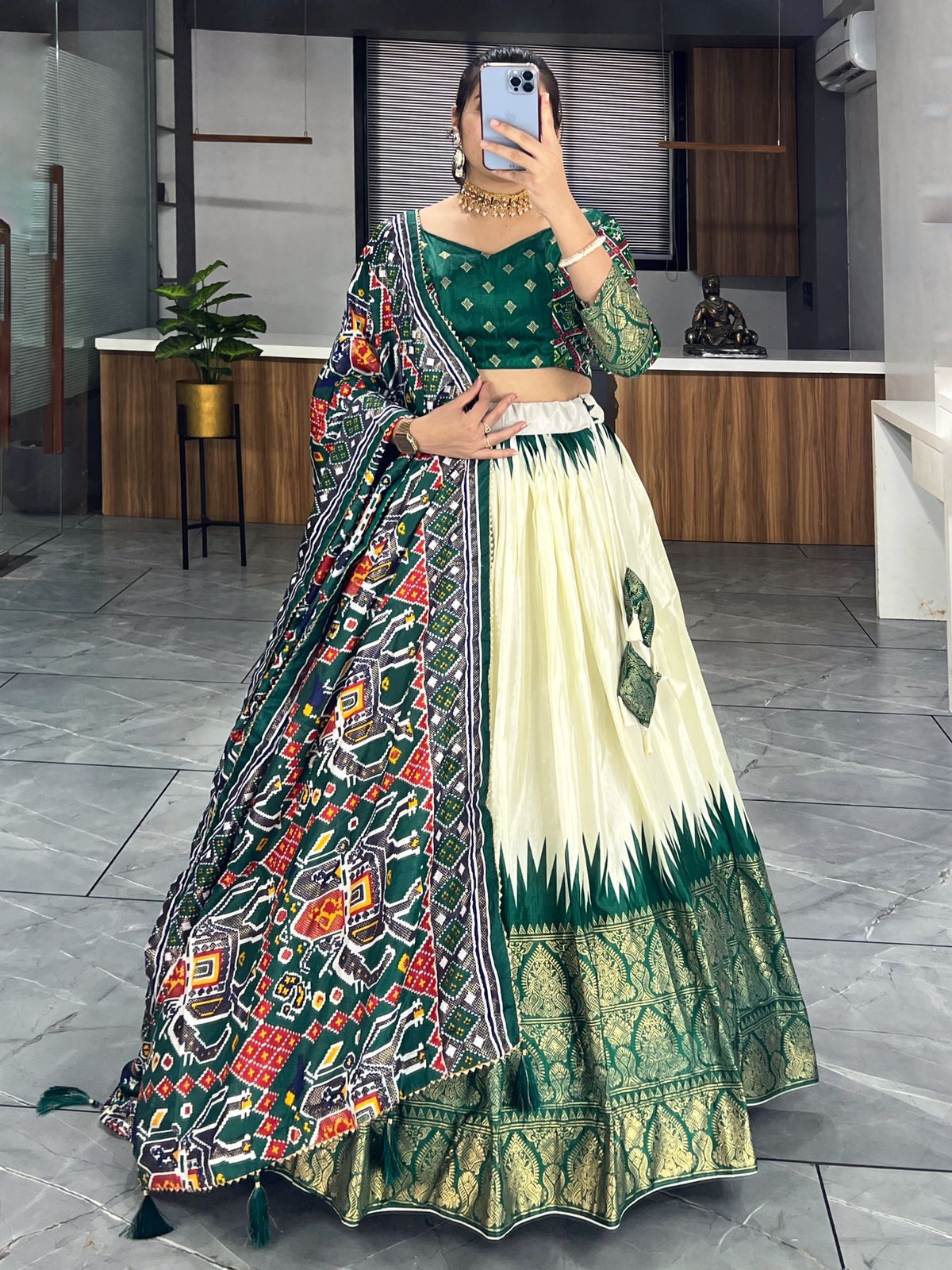 Soft Dola Silk Green Lehenga Dress