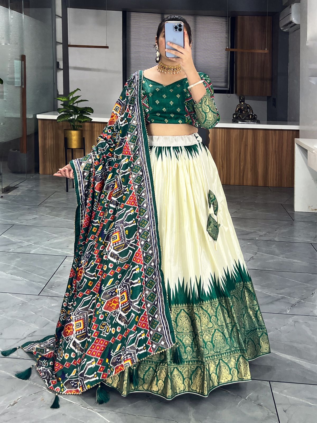 Soft Dola Silk Green Lehenga Dress