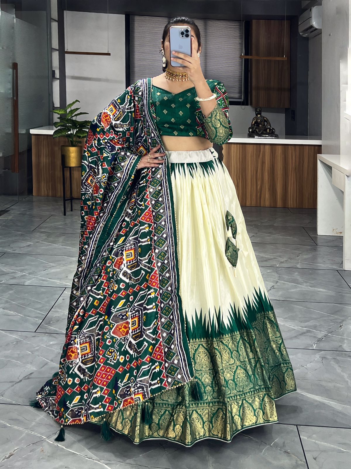 Soft Dola Silk Green Lehenga Dress